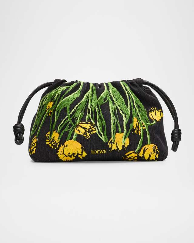 x Paula's Ibiza Flamenco Medium Shoulder Bag in Tulips Denim